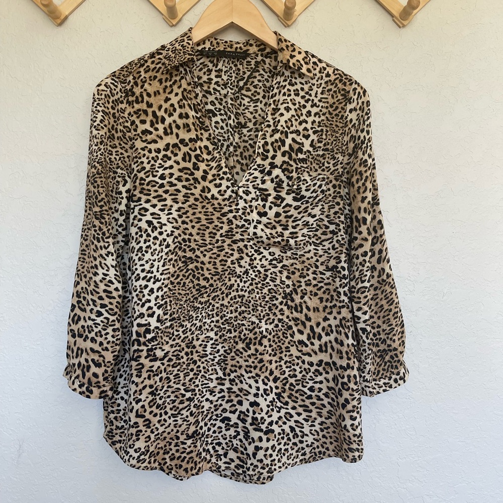 Zara Basic Cheetah/Leopard print blouse